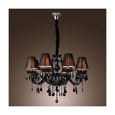 Lámpara de araña moderna de lujo de cristal negro de 8 luces Lámpara de araña moderna de lujo de cristal negro de 8 luces