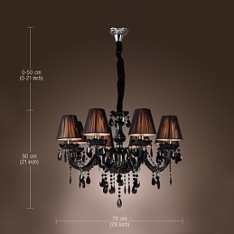 Lámpara de araña moderna de lujo de cristal negro de 8 luces