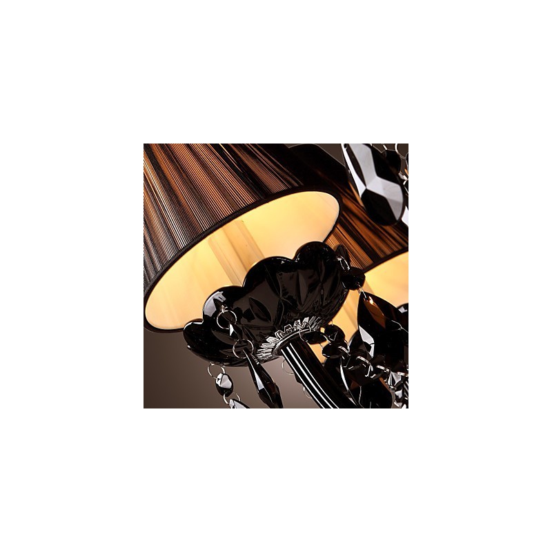 Lámpara de araña moderna de lujo de cristal negro de 8 luces