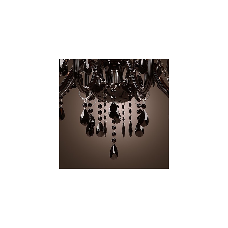 Lámpara de araña moderna de lujo de cristal negro de 8 luces