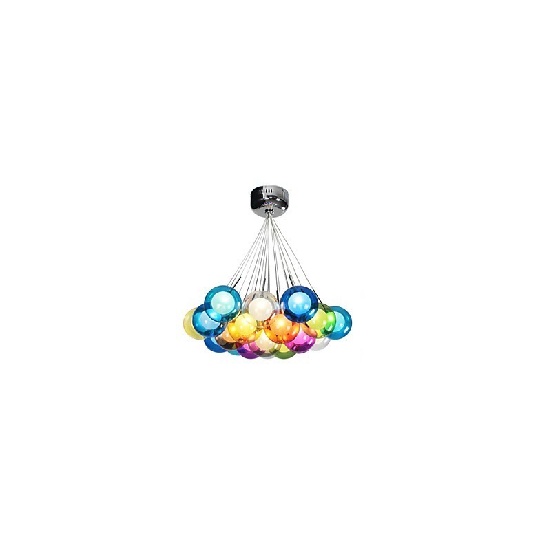 Lámpara colgante moderna de vidrio coloreado con forma de globo de burbujas y 19 luces