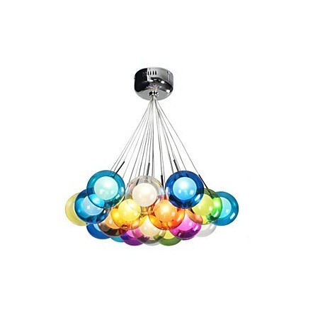 Lámpara colgante moderna de vidrio coloreado con forma de globo de burbujas y 19 luces Lámpara colgante moderna de vidrio coloreado con forma de globo de burbujas y 19 luces