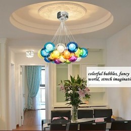 Lámpara colgante moderna de vidrio coloreado con forma de globo de burbujas y 19 luces