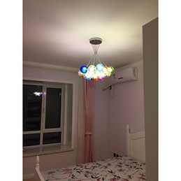 Lámpara colgante moderna de vidrio coloreado con forma de globo de burbujas y 19 luces