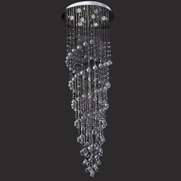 Lámpara de techo moderna contemporánea de metal cromado y cristal