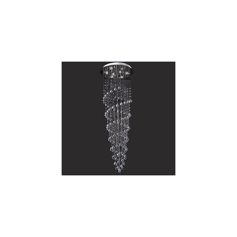 Lámpara de techo moderna contemporánea de metal cromado y cristal