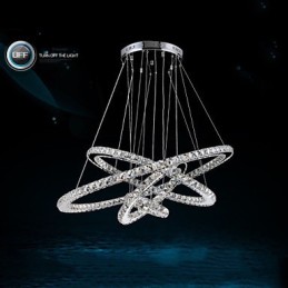 Lámpara colgante moderna de cristal transparente para techo (diámetro de 100 cm, 80 cm, 60 cm y 40 cm).