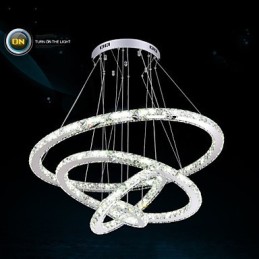 Lámpara colgante moderna de cristal transparente para techo (diámetro de 100 cm, 80 cm, 60 cm y 40 cm).