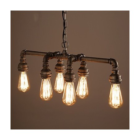Lámpara colgante industrial vintage estilo loft retro Edison, lámpara colgante de metal con forma de tubería de agua Lámpara colgante industrial vintage estilo loft retro Edison, lámpara colgante de metal con forma de tubería de agua