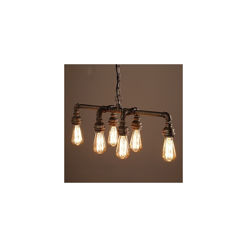 Lámpara colgante industrial vintage estilo loft retro Edison, lámpara colgante de metal con forma de tubería de agua