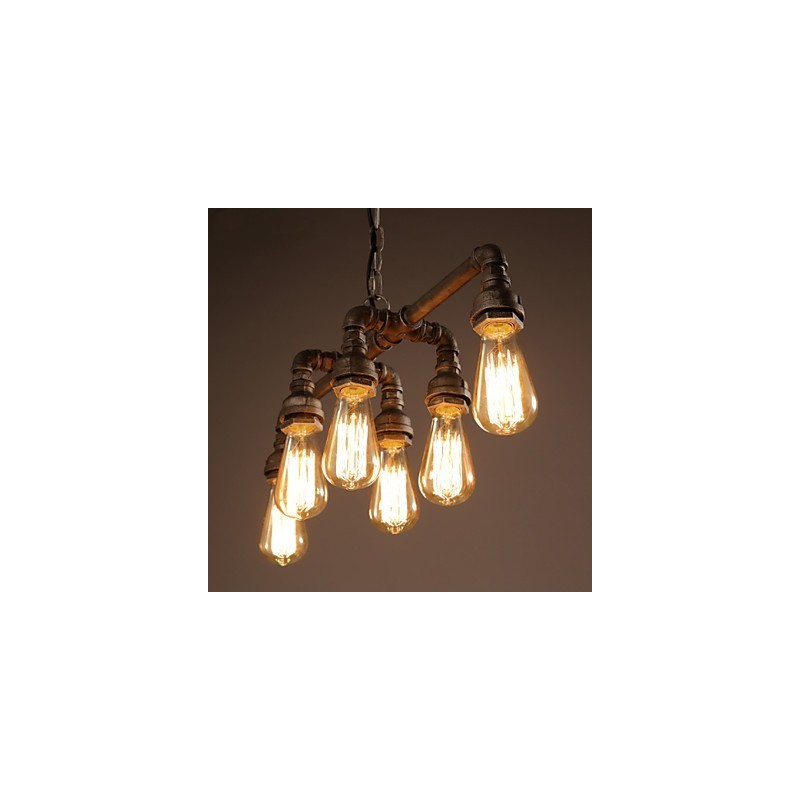 Lámpara colgante industrial vintage estilo loft retro Edison, lámpara colgante de metal con forma de tubería de agua