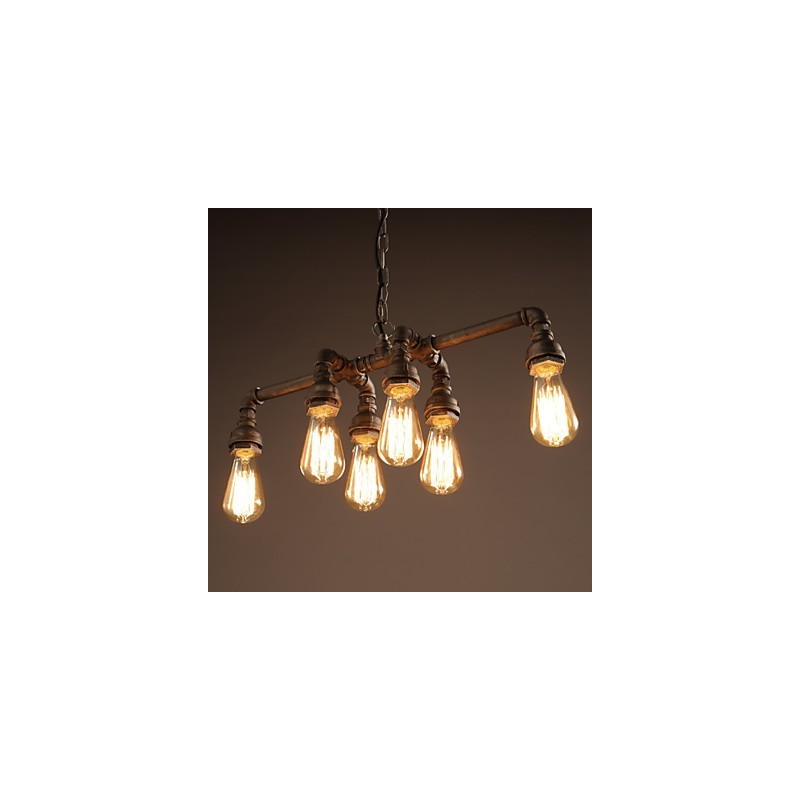Lámpara colgante industrial vintage estilo loft retro Edison, lámpara colgante de metal con forma de tubería de agua