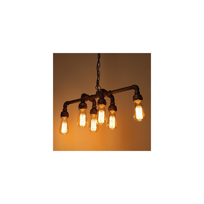 Lámpara colgante industrial vintage estilo loft retro Edison, lámpara colgante de metal con forma de tubería de agua