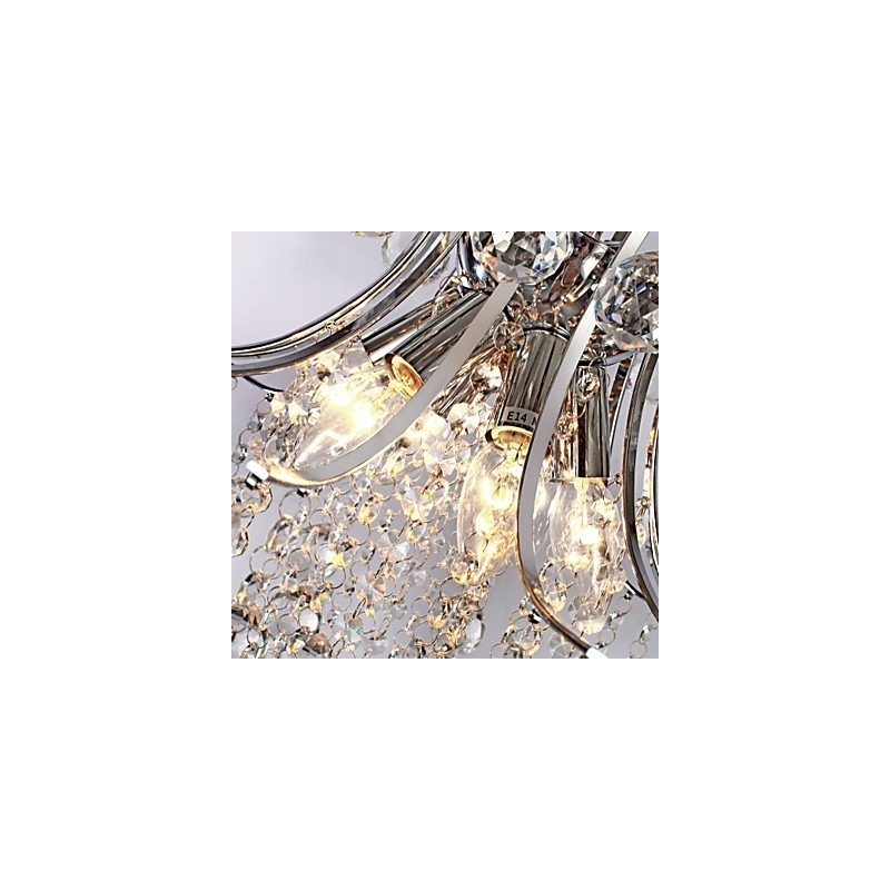 Lámpara colgante de lujo moderna de cristal para sala de estar, 6 luces