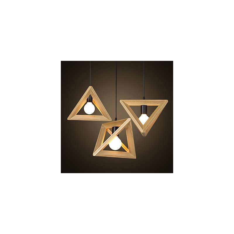 Lámpara colgante triangular de madera de estilo europeo, estilo campestre creativo que restaura las costumbres antiguas.