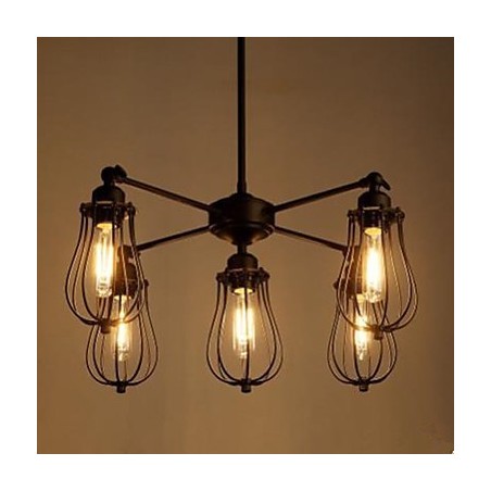 Lámpara colgante de 5 luces, estilo industrial estadounidense que restaura las antiguas costumbres, de hierro forjado, en forma de pomelo. Lámpara colgante de 5 luces, estilo industrial estadounidense que restaura las antiguas costumbres, de hierro forjado, en forma de pomelo.