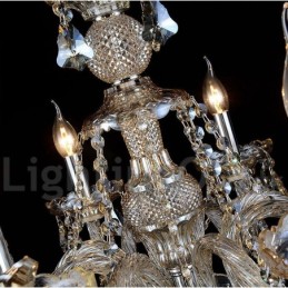 Lámpara de araña moderna de cristal K9 color coñac retro con 8 luces