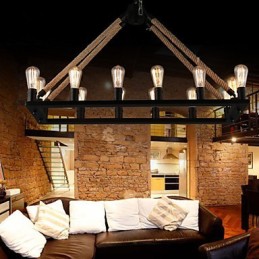 Lámpara colgante de metal con diseño de diseño rural