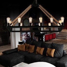 Lámpara colgante de metal con diseño de diseño rural