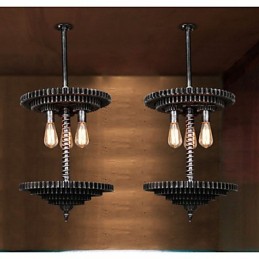 Lámpara de araña de hierro vintage con mecanismo mecánico creativo