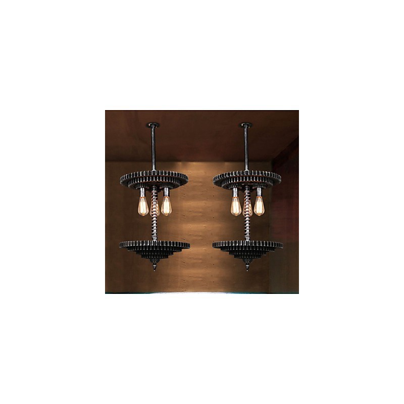 Lámpara de araña de hierro vintage con mecanismo mecánico creativo