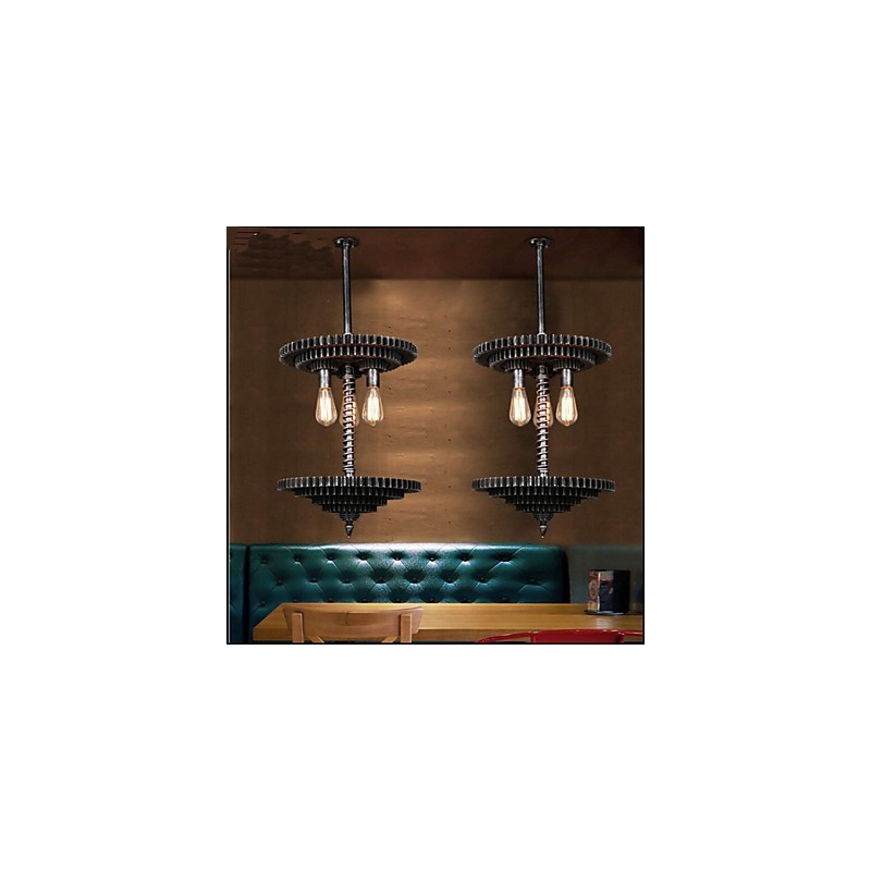 Lámpara de araña de hierro vintage con mecanismo mecánico creativo