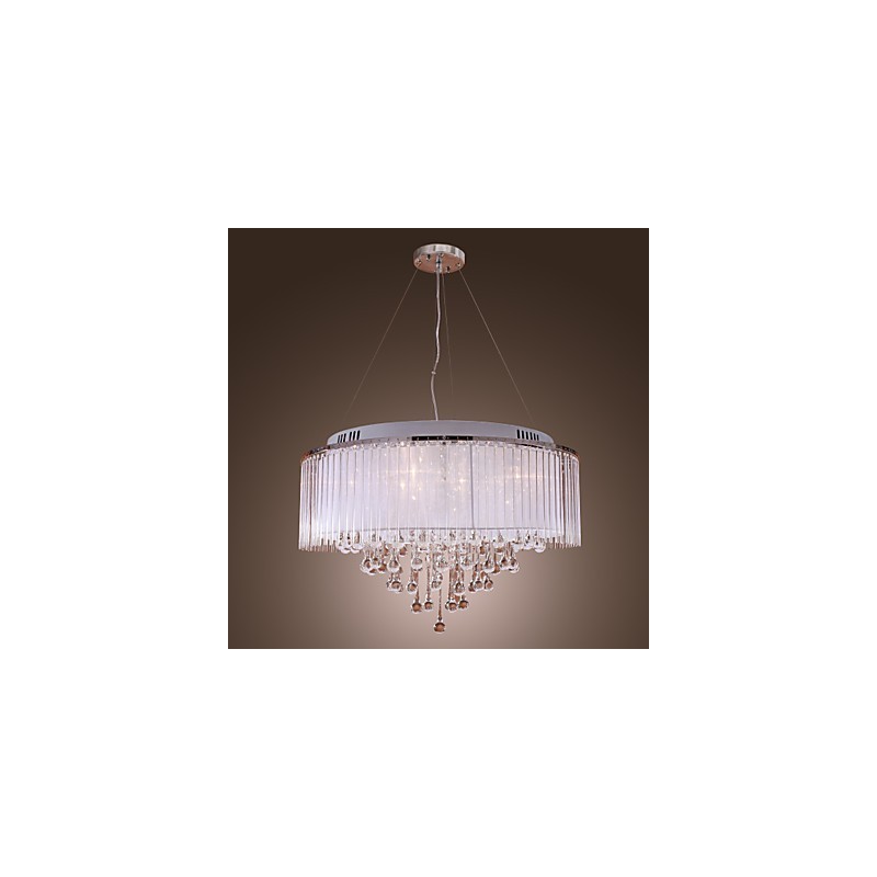 Lámpara colgante de cristal electrochapado con forma de tambor moderna y contemporánea