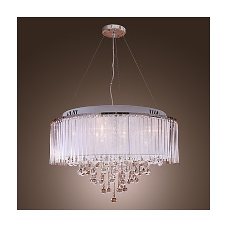 Lámpara colgante de cristal electrochapado con forma de tambor moderna y contemporánea Lámpara colgante de cristal electrochapado con forma de tambor moderna y contemporánea