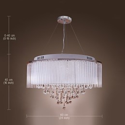Lámpara colgante de cristal electrochapado con forma de tambor moderna y contemporánea