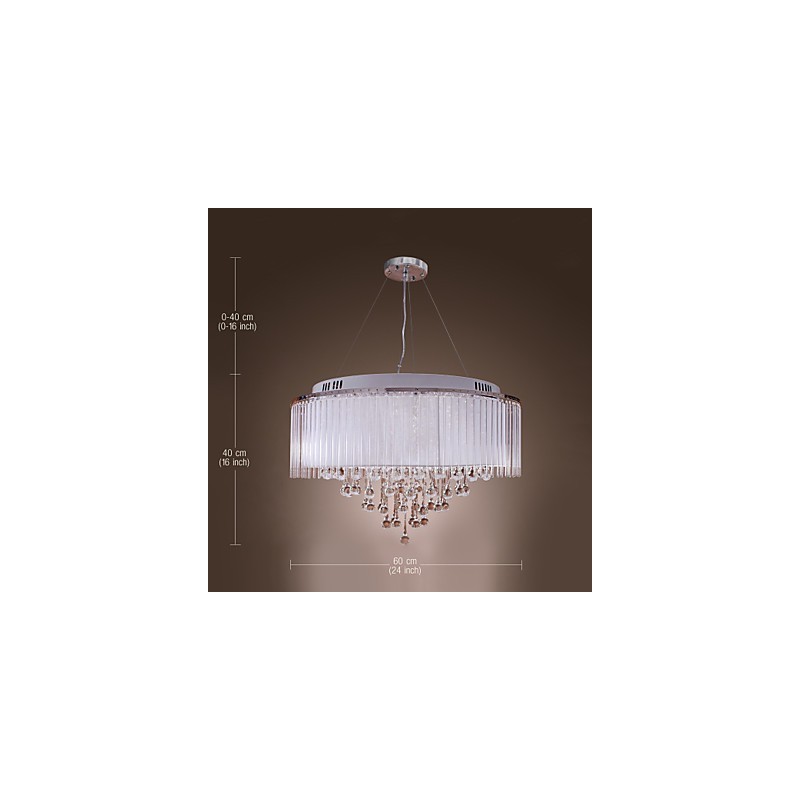 Lámpara colgante de cristal electrochapado con forma de tambor moderna y contemporánea