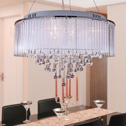 Lámpara colgante de cristal electrochapado con forma de tambor moderna y contemporánea
