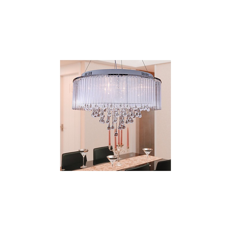 Lámpara colgante de cristal electrochapado con forma de tambor moderna y contemporánea