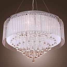 Lámpara colgante de cristal electrochapado con forma de tambor moderna y contemporánea