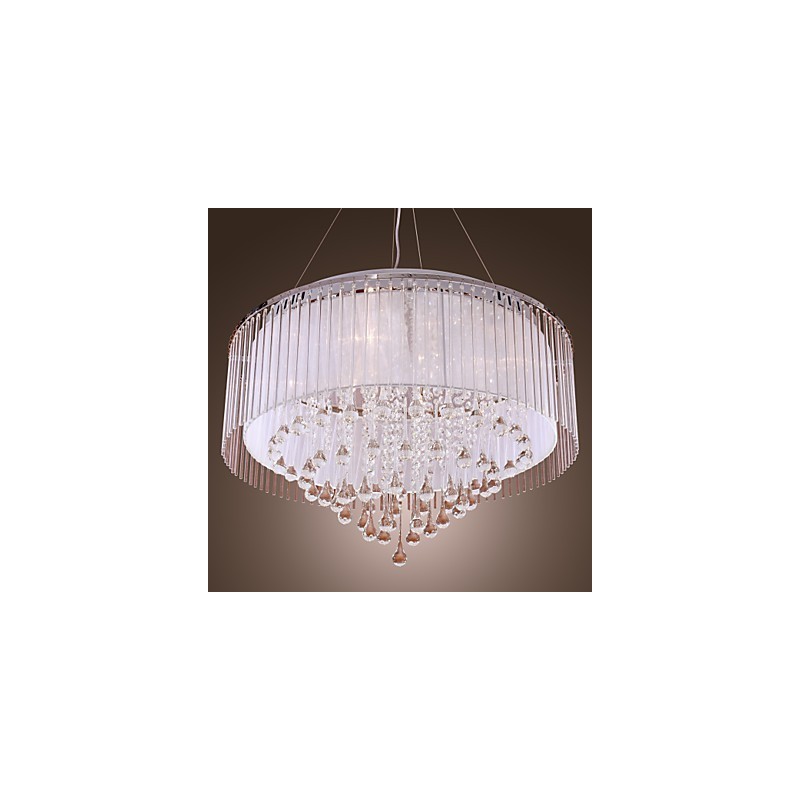 Lámpara colgante de cristal electrochapado con forma de tambor moderna y contemporánea