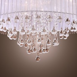 Lámpara colgante de cristal electrochapado con forma de tambor moderna y contemporánea
