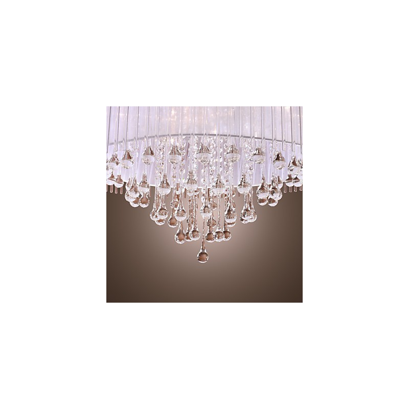 Lámpara colgante de cristal electrochapado con forma de tambor moderna y contemporánea