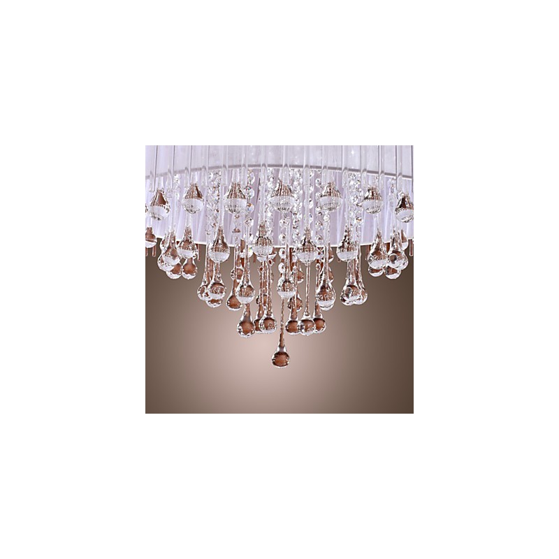 Lámpara colgante de cristal electrochapado con forma de tambor moderna y contemporánea