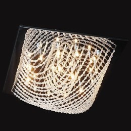 Lámpara de araña clásica tradicional de metal cromado y cristal