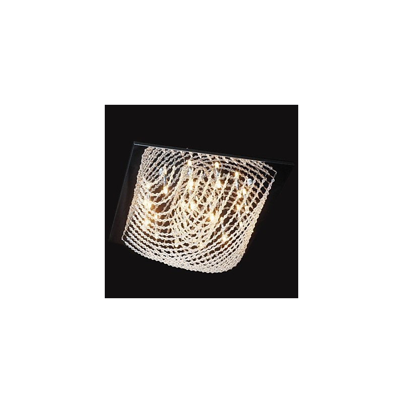 Lámpara de araña clásica tradicional de metal cromado y cristal