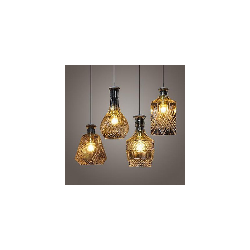 Lámpara de cristal de 4 luces con pantalla minimalista y luces de botella