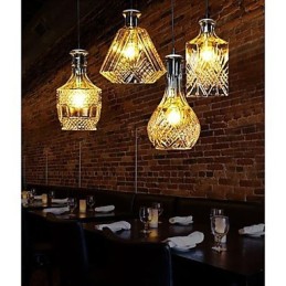 Lámpara de cristal de 4 luces con pantalla minimalista y luces de botella