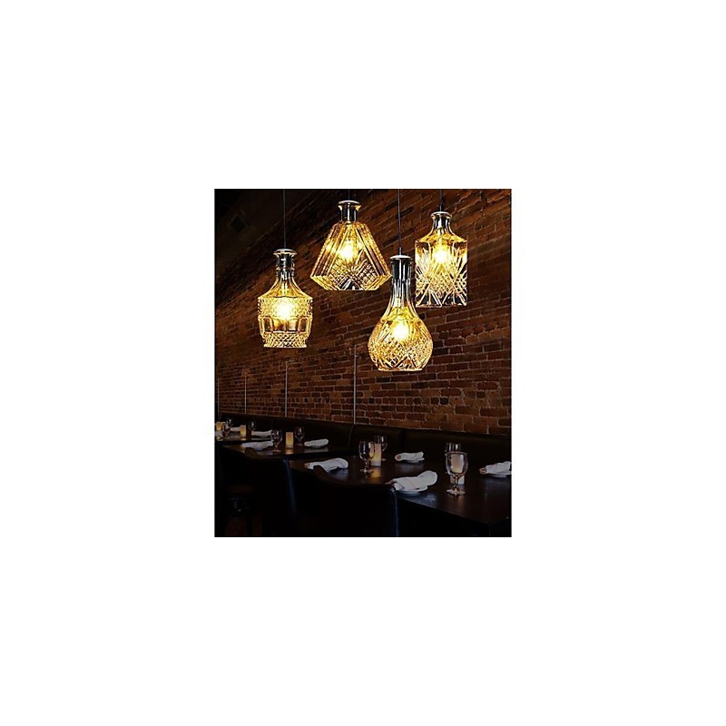 Lámpara de cristal de 4 luces con pantalla minimalista y luces de botella