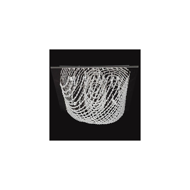 Lámpara de araña clásica tradicional de metal cromado y cristal
