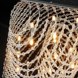Lámpara de araña clásica tradicional de metal cromado y cristal