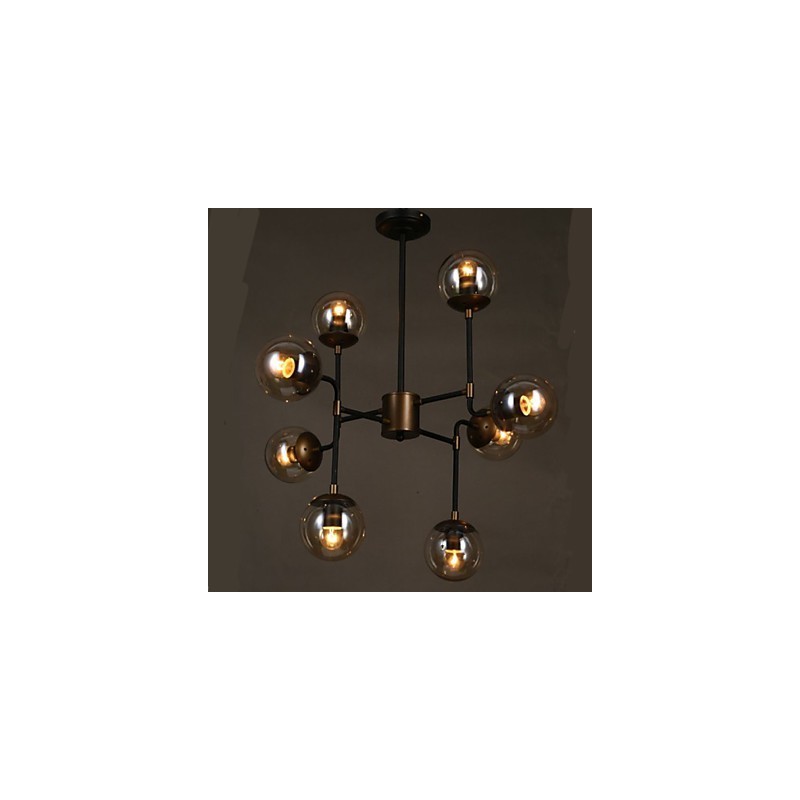 Lámpara de araña redonda de cristal artístico con forma de tallo de frijol