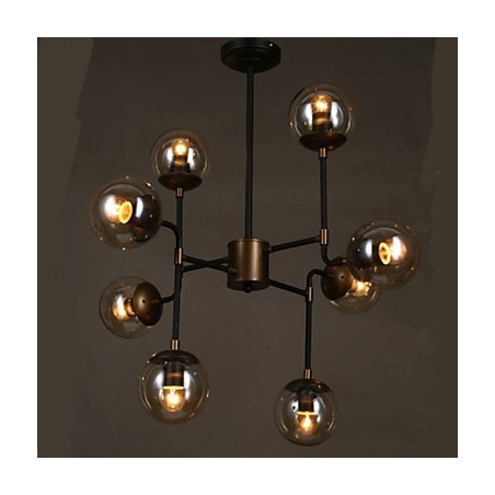 Lámpara de araña redonda de cristal artístico con forma de tallo de frijol