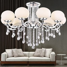 Lámpara de araña de cristal de lujo moderna de 9 luces