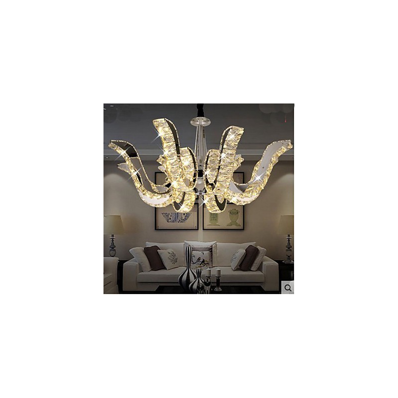 Lámpara de cristal moderna de lujo con forma de vela y colgante de cristal