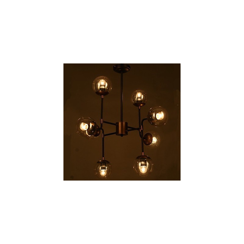 Lámpara de araña redonda de cristal artístico con forma de tallo de frijol