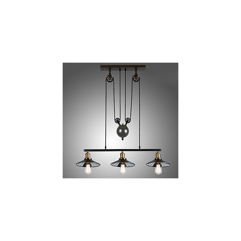 Lámparas colgantes vintage 3 luces ST64 Bombillas incluidas Sistema arriba y abajo